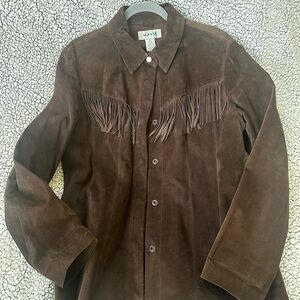 Alfani Chocolate Brown Suede Button-Front Jacket